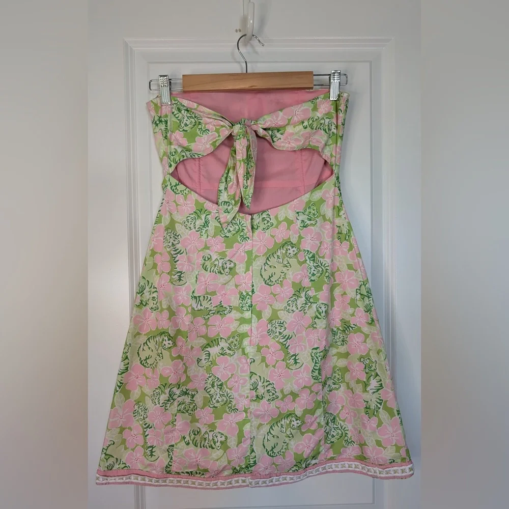 Vintage Lilly Pultizer Sabrina Tiger Floral Strapless Dress Size 4 - Picture 2 of 7